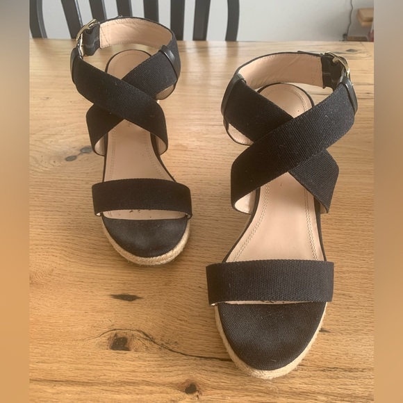 Banana Republic Black Wedge Sandal High Heels 10 Preloved - Picture 1 of 7